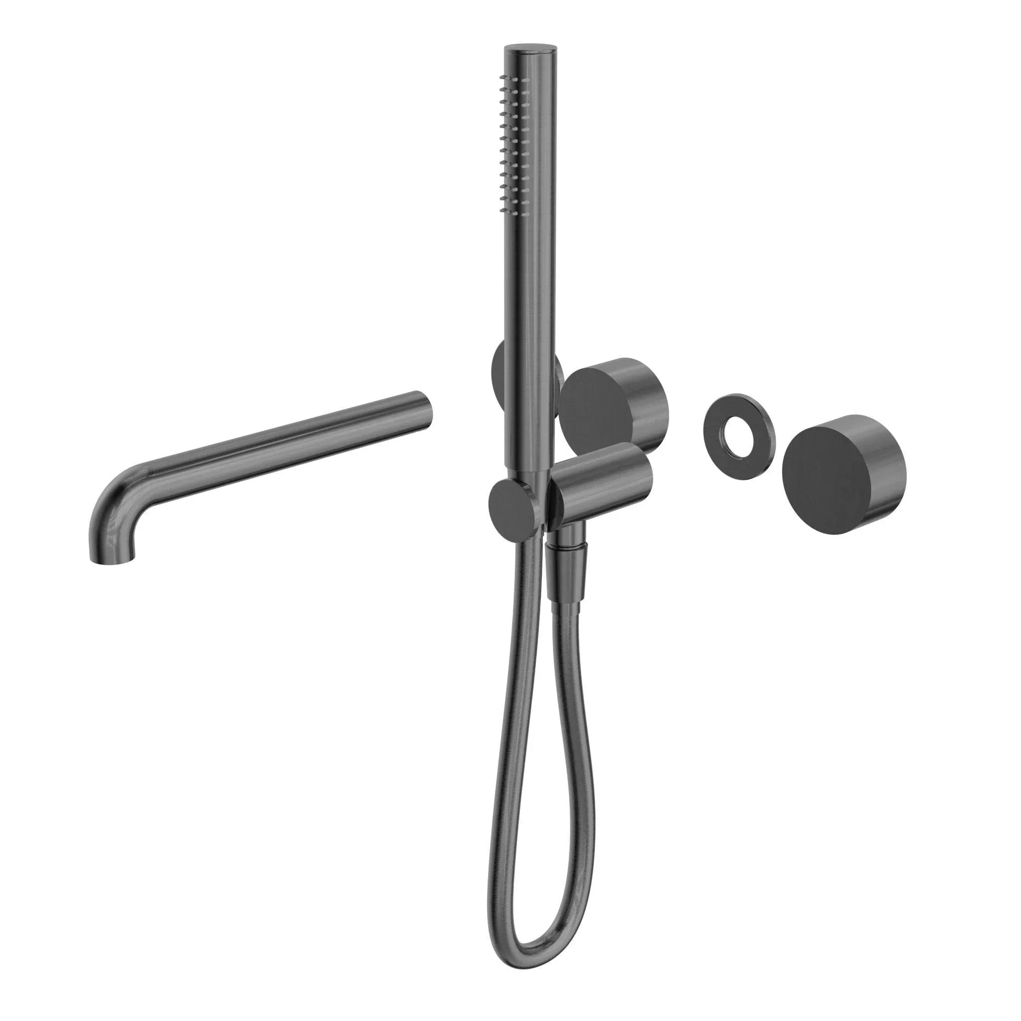 NERO KARA PROGRESSIVE SHOWER SYSTEM SEPARATE PLATE WITH SPOUT 230MM TRIM KITS ONLY GUN METAL - Ideal Bathroom CentreNR271903b230tGM
