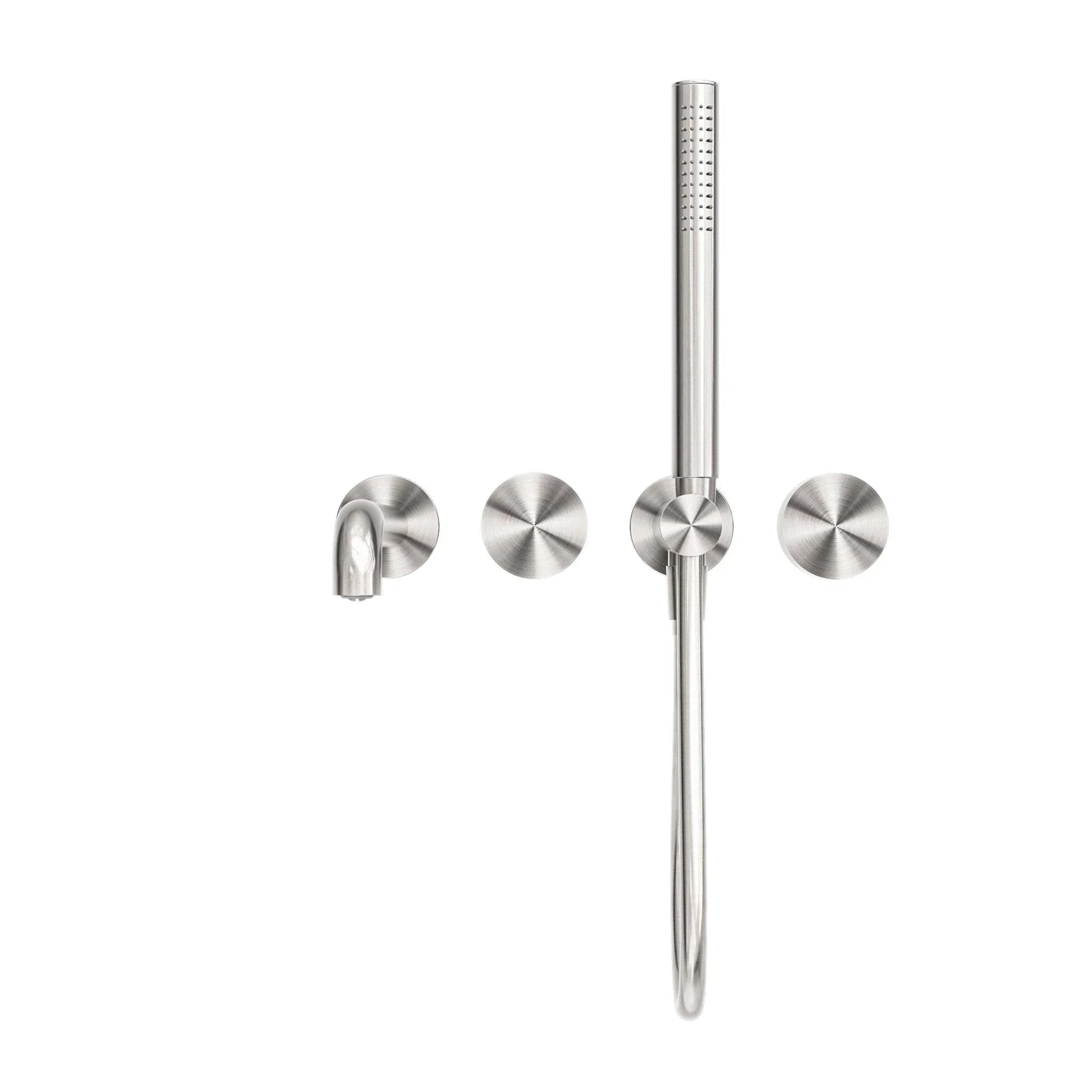 NERO KARA PROGRESSIVE SHOWER SYSTEM SEPARATE PLATE WITH SPOUT 250MM BRUSHED NICKEL - Ideal Bathroom CentreNR271903b250BN