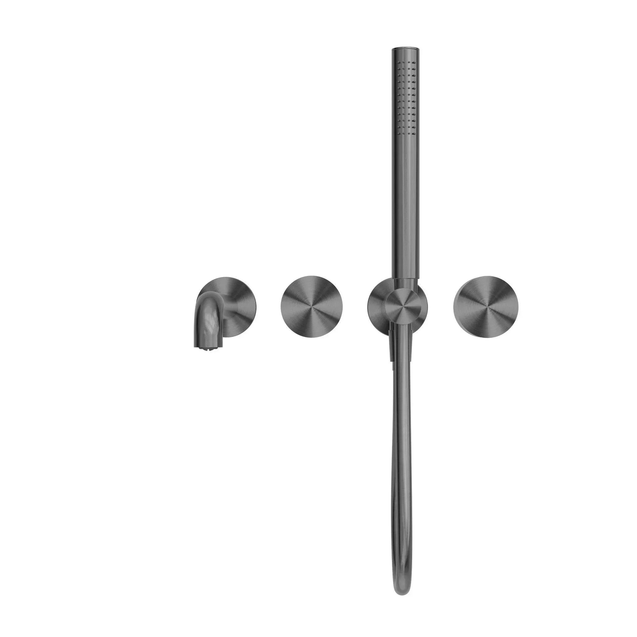 NERO KARA PROGRESSIVE SHOWER SYSTEM SEPARATE PLATE WITH SPOUT 250MM GUN METAL - Ideal Bathroom CentreNR271903b250GM