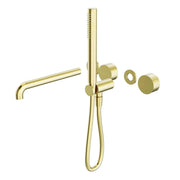 NERO KARA PROGRESSIVE SHOWER SYSTEM SEPARATE PLATE WITH SPOUT 250MM TRIM KITS ONLY BRUSHED GOLD - Ideal Bathroom CentreNR271903b250tBG