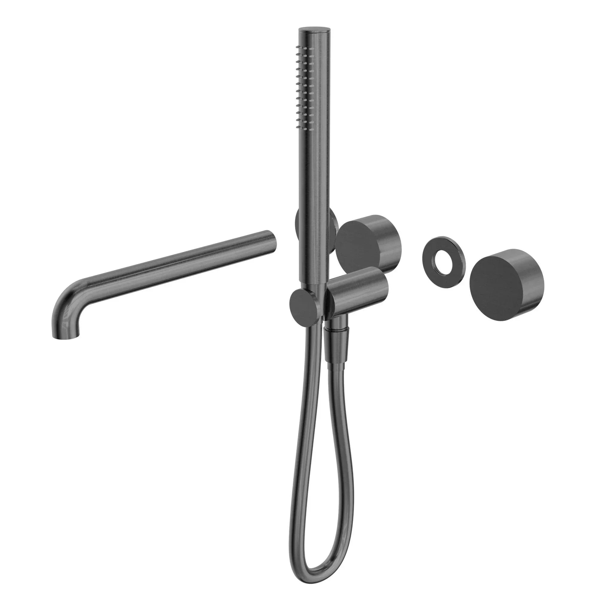 NERO KARA PROGRESSIVE SHOWER SYSTEM SEPARATE PLATE WITH SPOUT 250MM TRIM KITS ONLY GUN METAL - Ideal Bathroom CentreNR271903b250tGM
