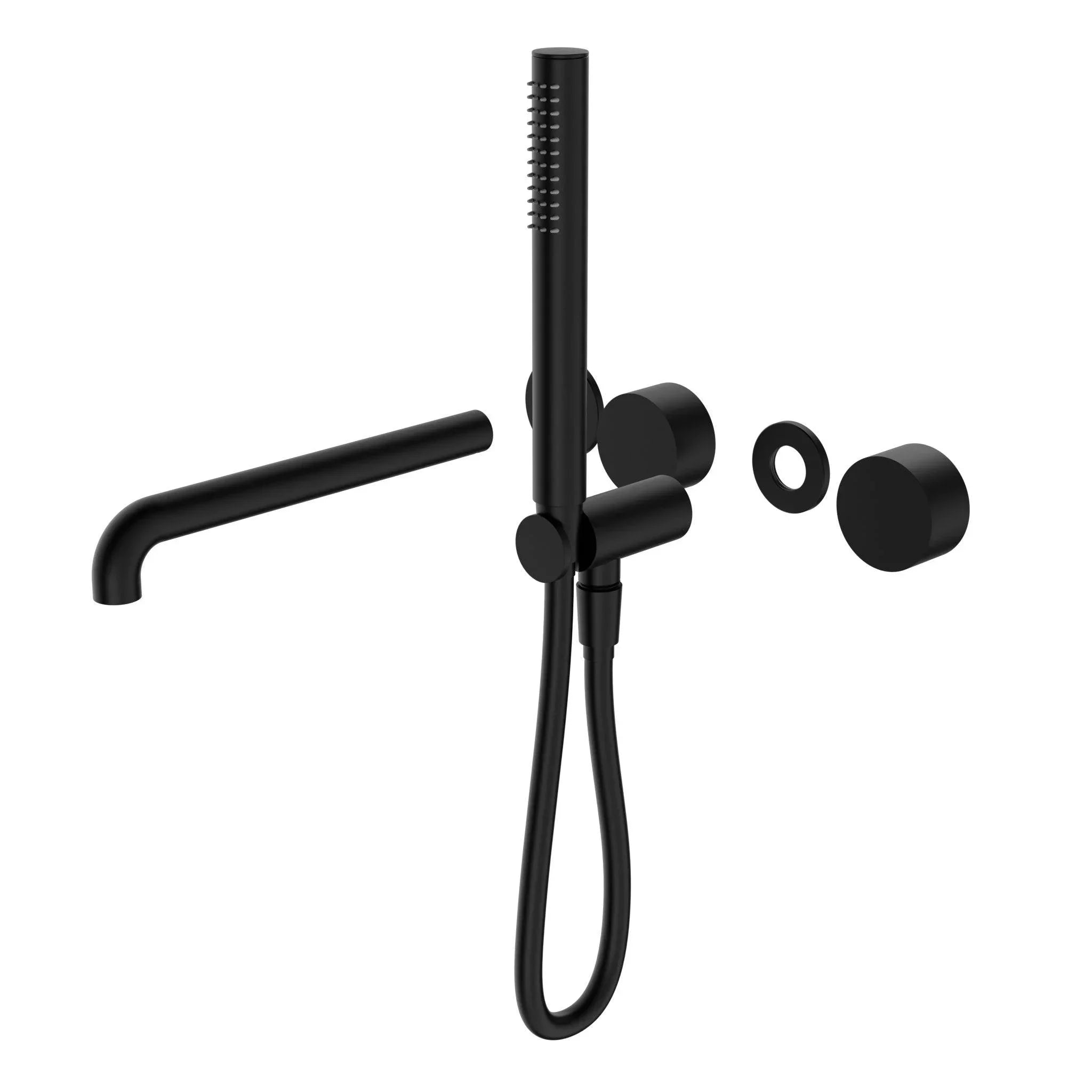 NERO KARA PROGRESSIVE SHOWER SYSTEM SEPARATE PLATE WITH SPOUT 250MM TRIM KITS ONLY MATTE BLACK - Ideal Bathroom CentreNR271903b250tMB
