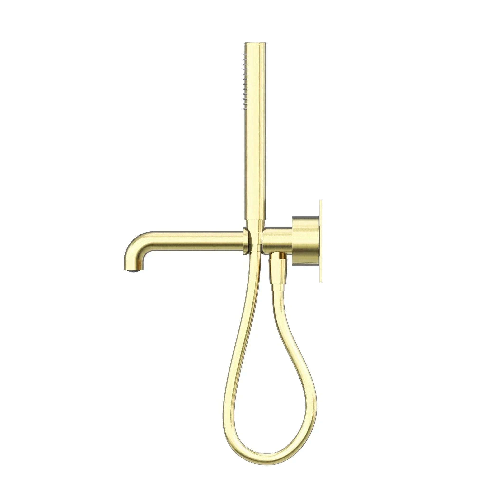 NERO KARA PROGRESSIVE SHOWER SYSTEM WITH SPOUT 230MM BRUSHED GOLD - Ideal Bathroom CentreNR271903a230BG