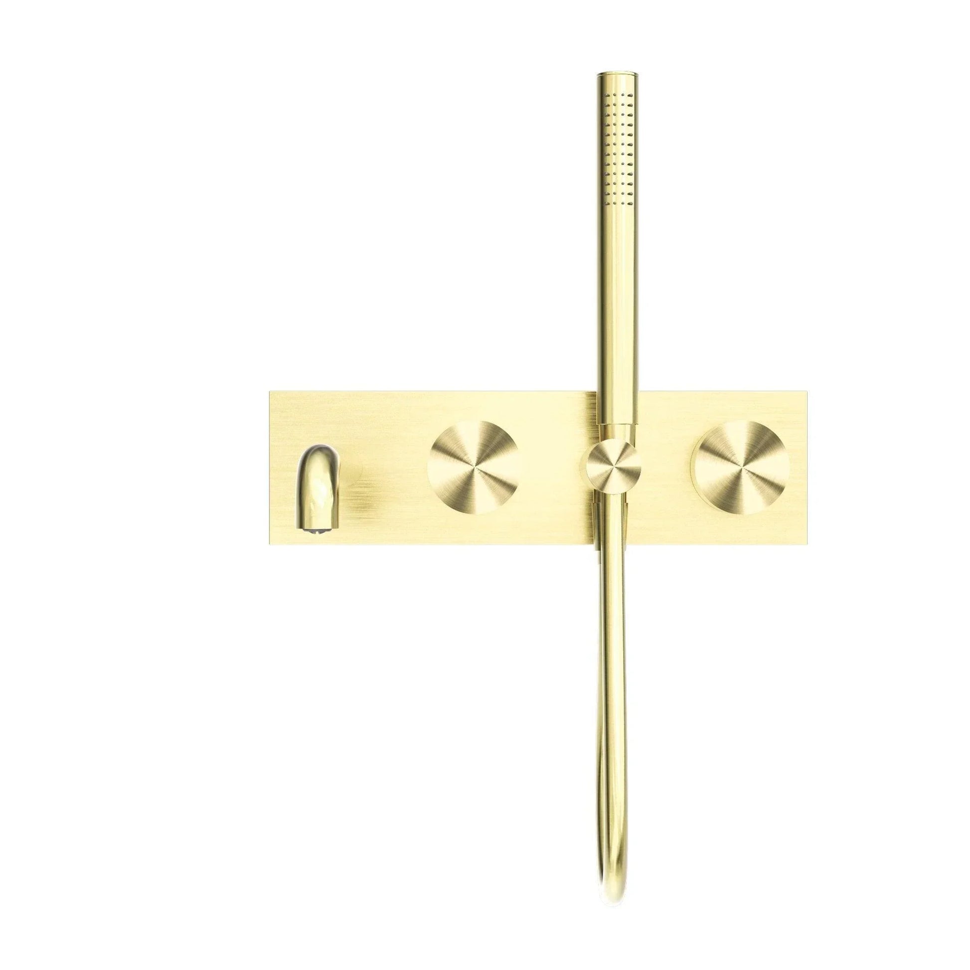 NERO KARA PROGRESSIVE SHOWER SYSTEM WITH SPOUT 230MM BRUSHED GOLD - Ideal Bathroom CentreNR271903a230BG