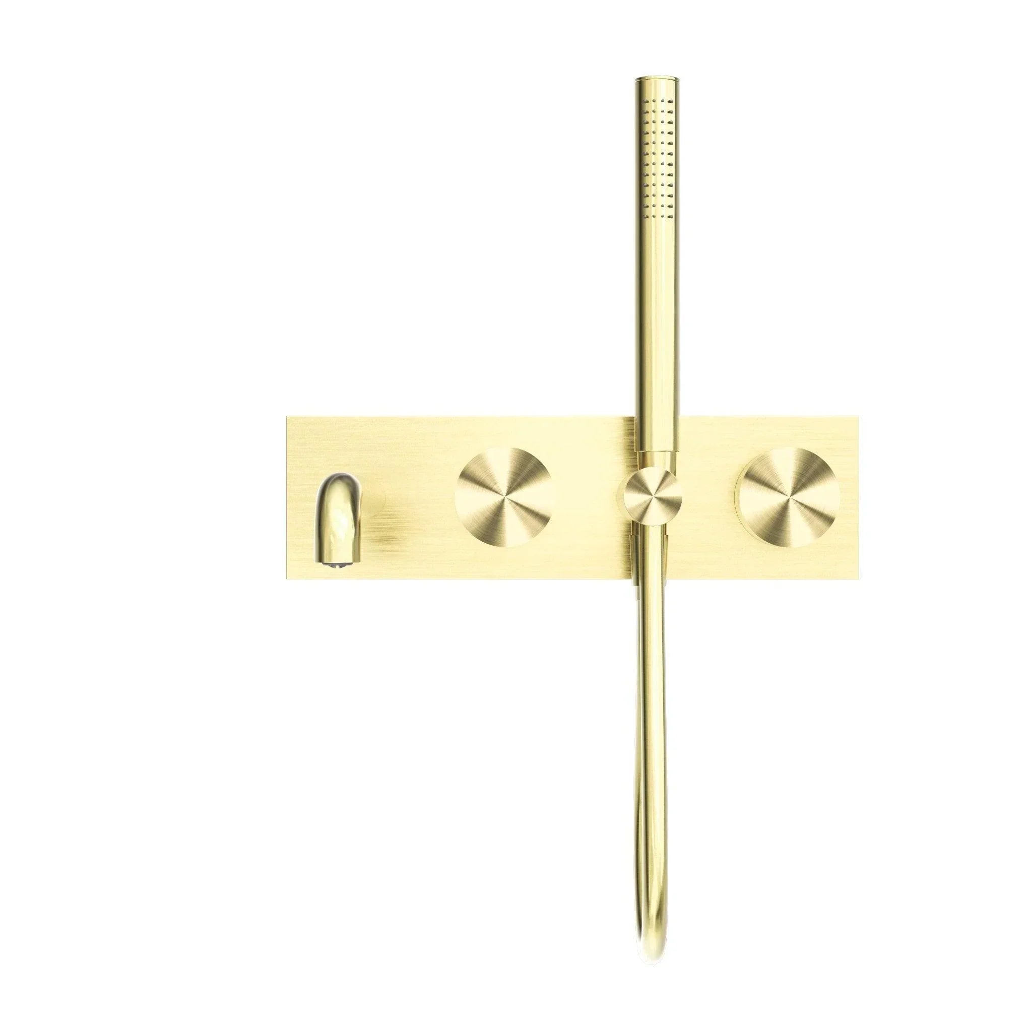 NERO KARA PROGRESSIVE SHOWER SYSTEM WITH SPOUT 230MM BRUSHED GOLD - Ideal Bathroom CentreNR271903a230BG