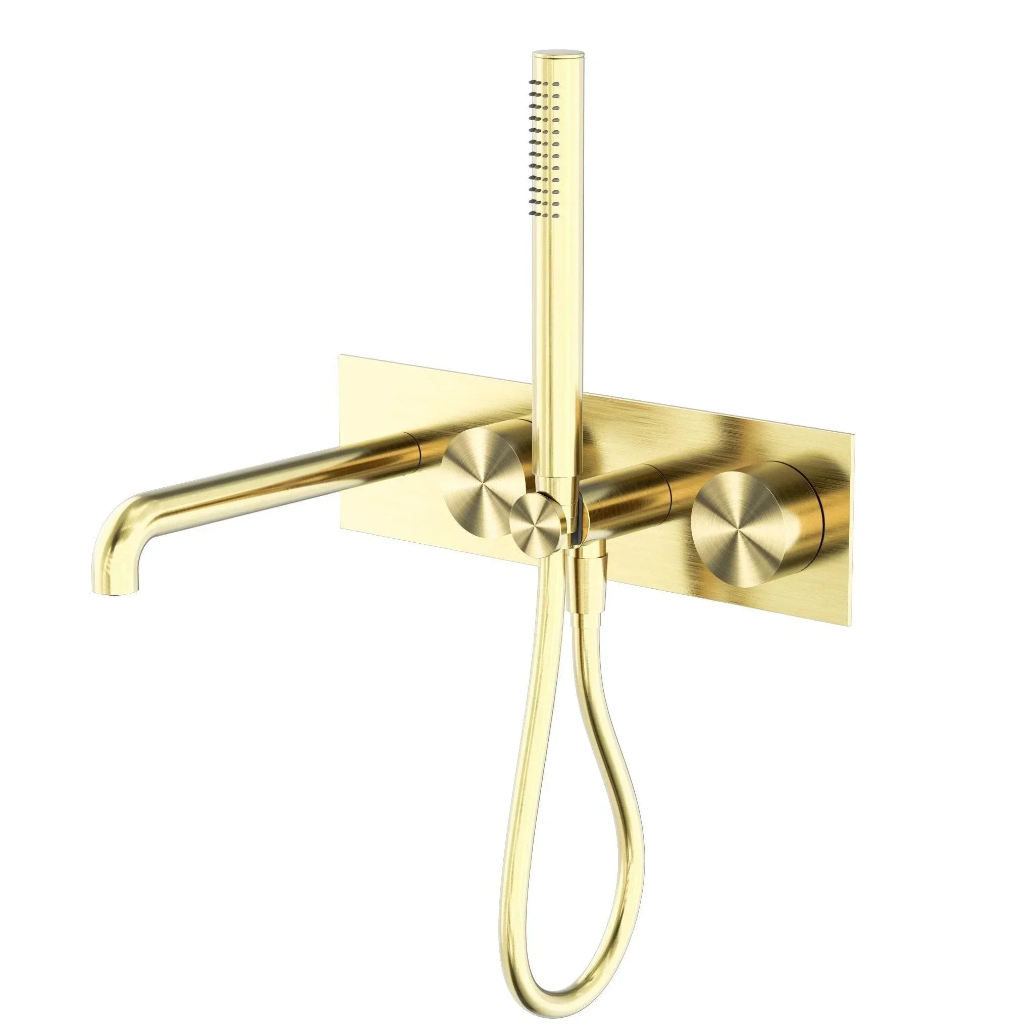 NERO KARA PROGRESSIVE SHOWER SYSTEM WITH SPOUT 230MM BRUSHED GOLD - Ideal Bathroom CentreNR271903a230BG