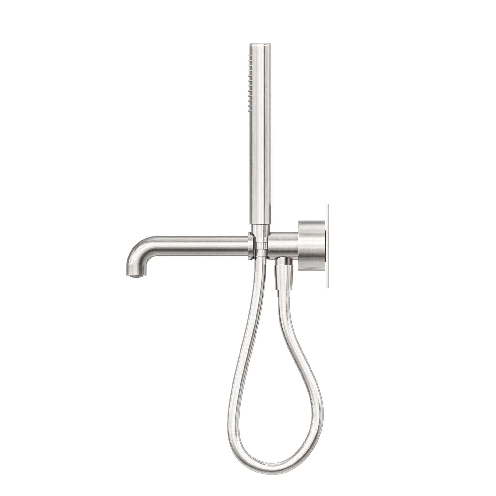 NERO KARA PROGRESSIVE SHOWER SYSTEM WITH SPOUT 230MM BRUSHED NICKEL - Ideal Bathroom CentreNR271903a230BN