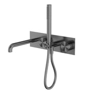 NERO KARA PROGRESSIVE SHOWER SYSTEM WITH SPOUT 230MM GUN METAL - Ideal Bathroom CentreNR271903a230GM