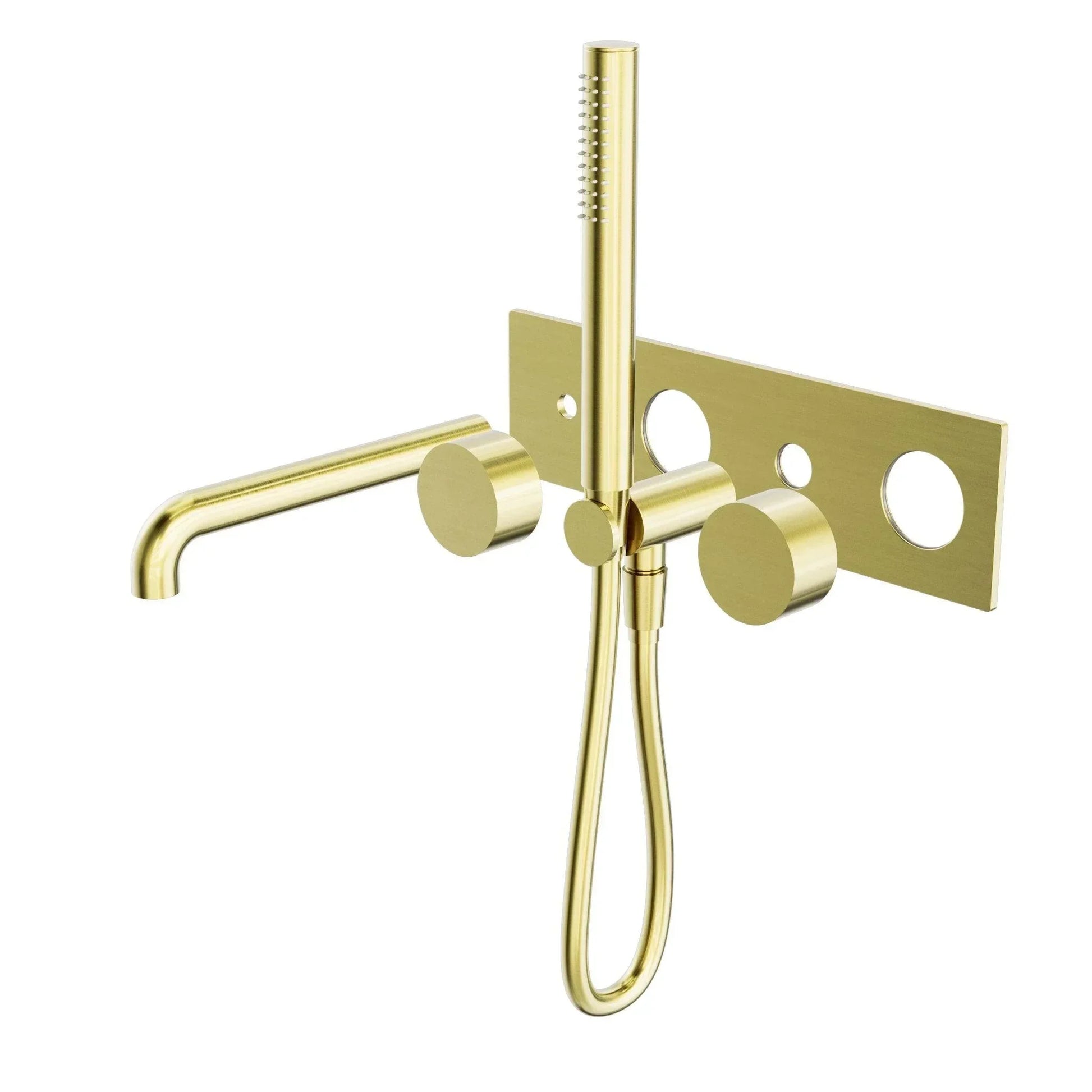 NERO KARA PROGRESSIVE SHOWER SYSTEM WITH SPOUT 230MM TRIM KITS ONLY BRUSHED GOLD - Ideal Bathroom CentreNR271903a230tBG