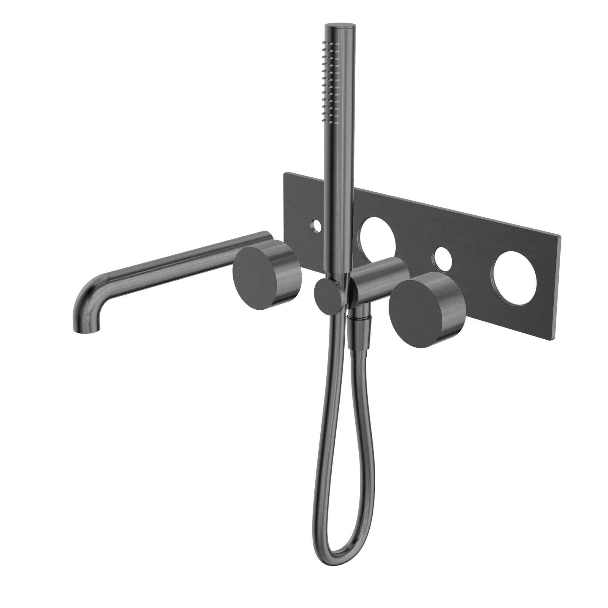 NERO KARA PROGRESSIVE SHOWER SYSTEM WITH SPOUT 230MM TRIM KITS ONLY GUN METAL - Ideal Bathroom CentreNR271903a230tGM