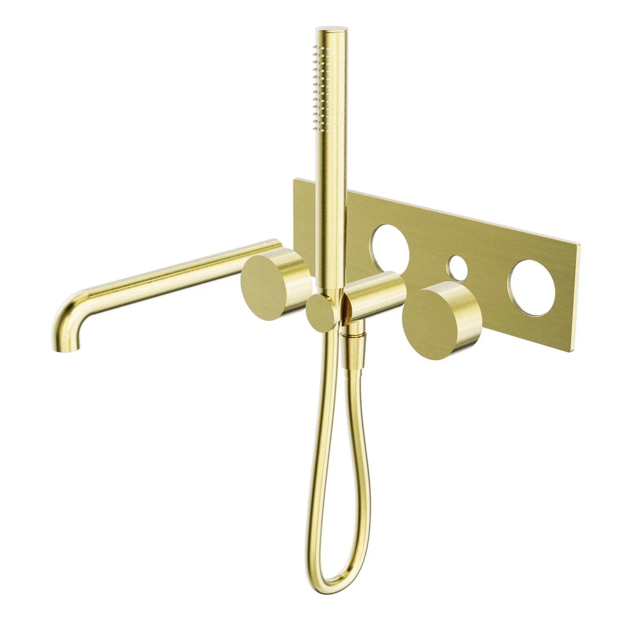 NERO KARA PROGRESSIVE SHOWER SYSTEM WITH SPOUT 250MM TRIM KITS ONLY BRUSHED GOLD - Ideal Bathroom CentreNR271903a250tBG