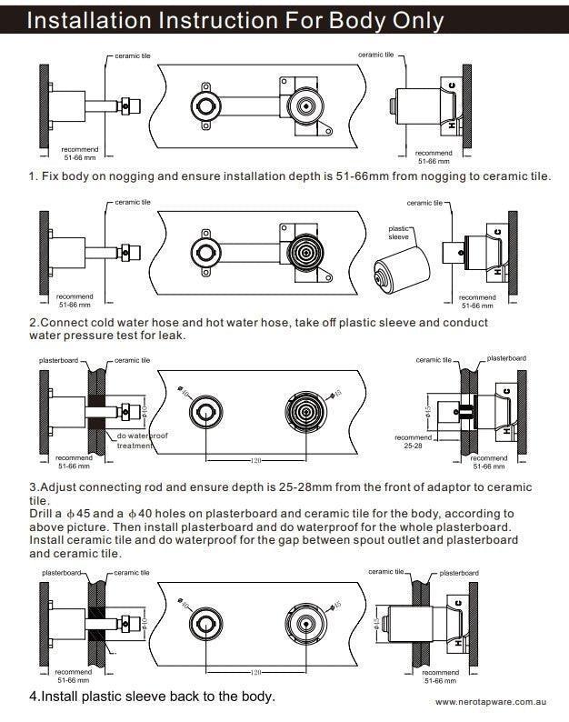 NERO KARA PROGRESSIVE WALL BASIN/BATH SET 160MM BRUSHED GOLD - Ideal Bathroom CentreNR271907a160BG