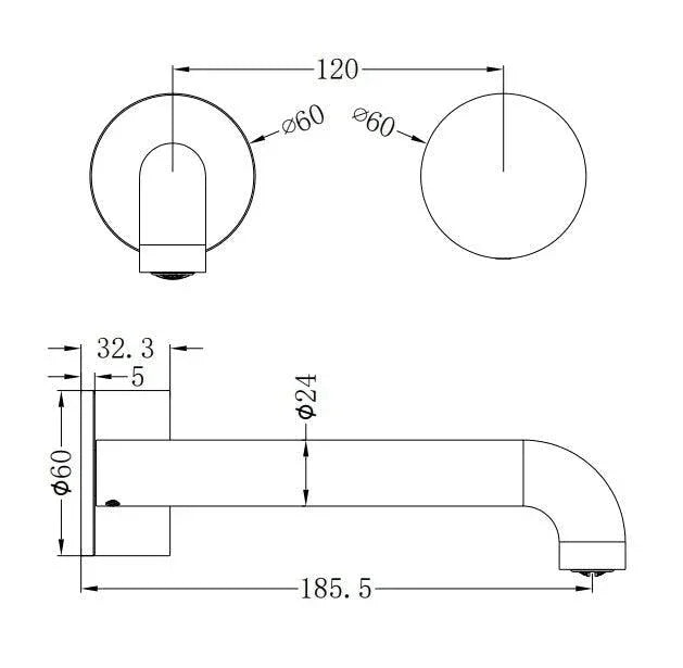 NERO KARA PROGRESSIVE WALL BASIN/BATH SET 185MM GUN METAL - Ideal Bathroom CentreNR271907a185GM