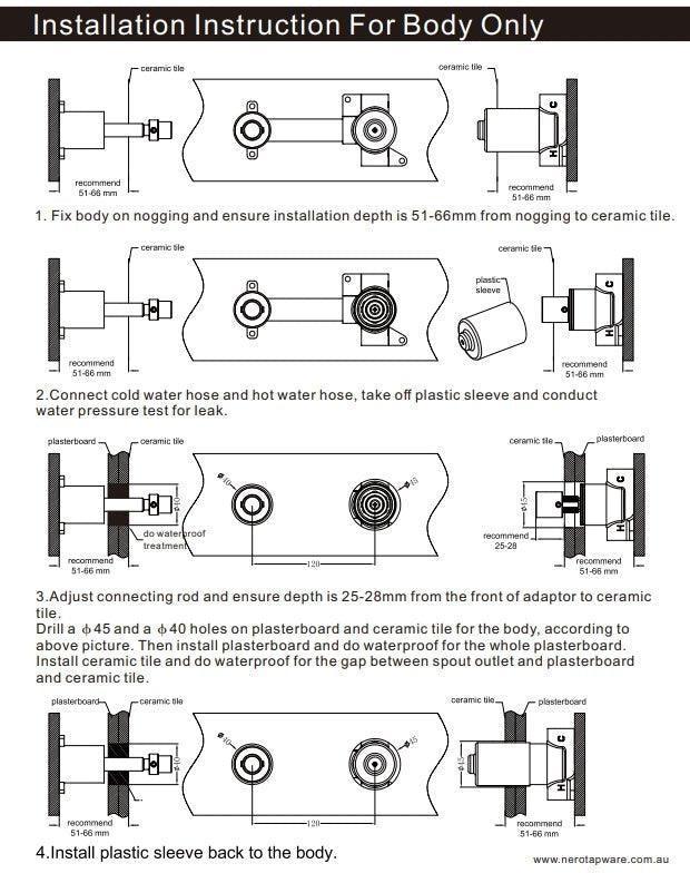 NERO KARA PROGRESSIVE WALL BASIN/BATH SET 230MM BRUSHED BRONZE - Ideal Bathroom CentreNR271907a230BZ