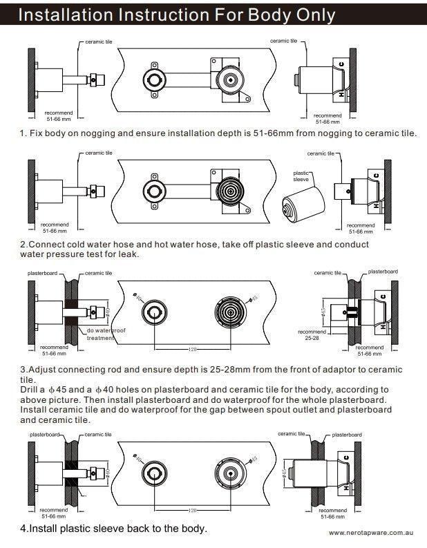 NERO KARA PROGRESSIVE WALL BASIN/BATH SET 260MM BRUSHED BRONZE - Ideal Bathroom CentreNR271907a260BZ