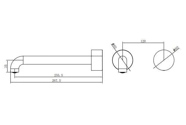 NERO KARA PROGRESSIVE WALL BASIN/BATH SET 260MM GUN METAL - Ideal Bathroom CentreNR271907a260GM