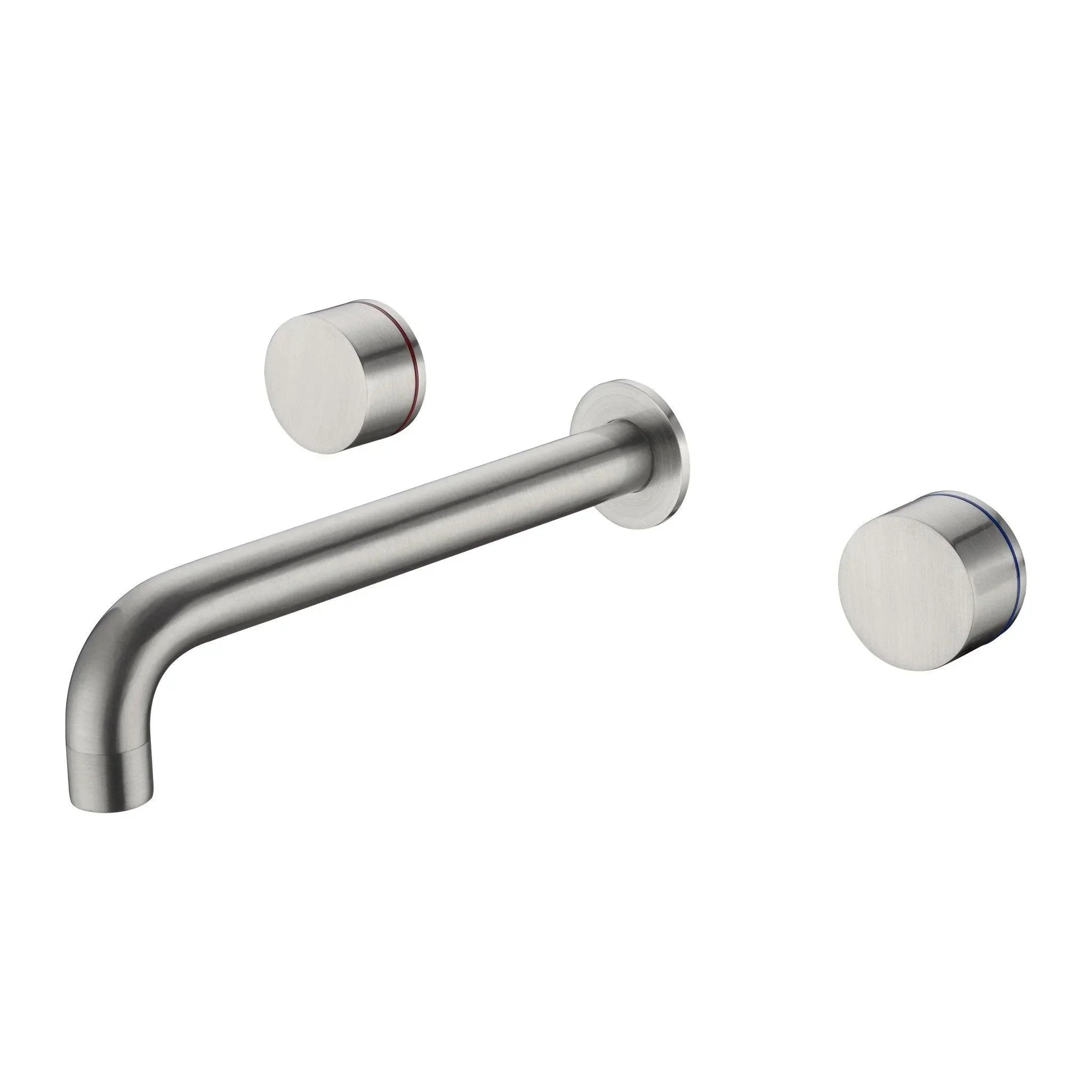 NERO KARA WALL BASIN SET 180MM BRUSHED NICKEL - Ideal Bathroom CentreNR211707a180BN