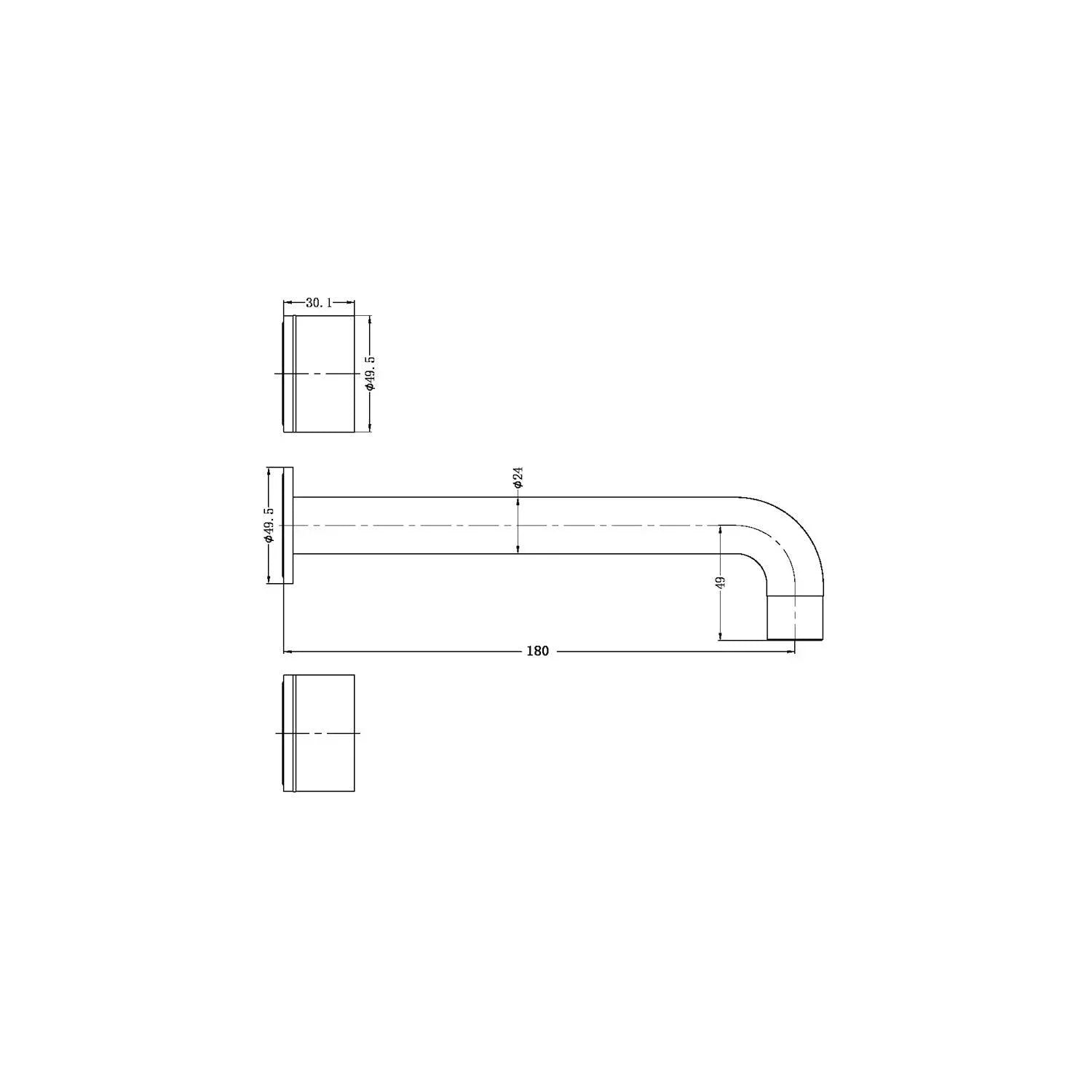 NERO KARA WALL BASIN SET 180MM GUN METAL - Ideal Bathroom CentreNR211707a180GM