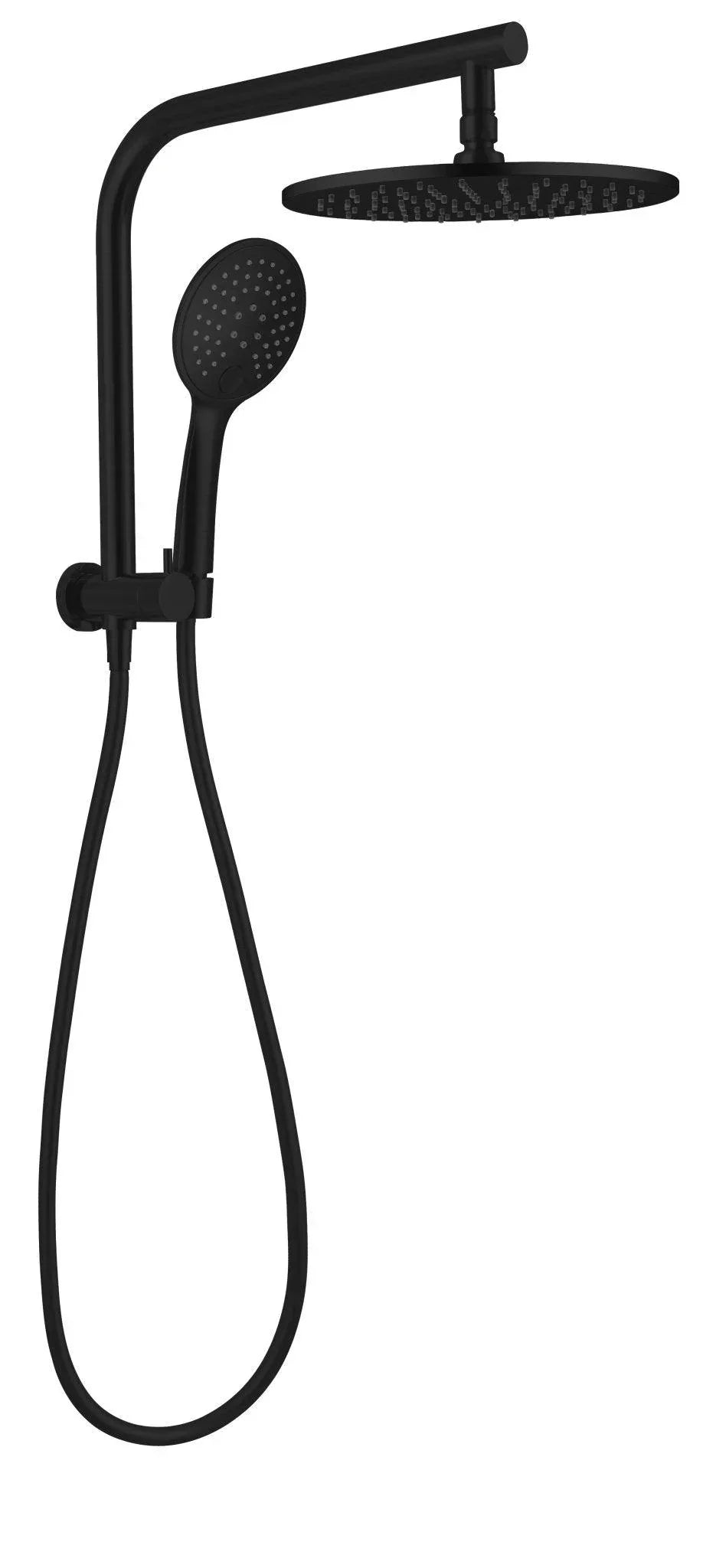 NERO MECCA 2 IN 1 TWIN SHOWER MATTE BLACK - Ideal Bathroom CentreNR250805bMB
