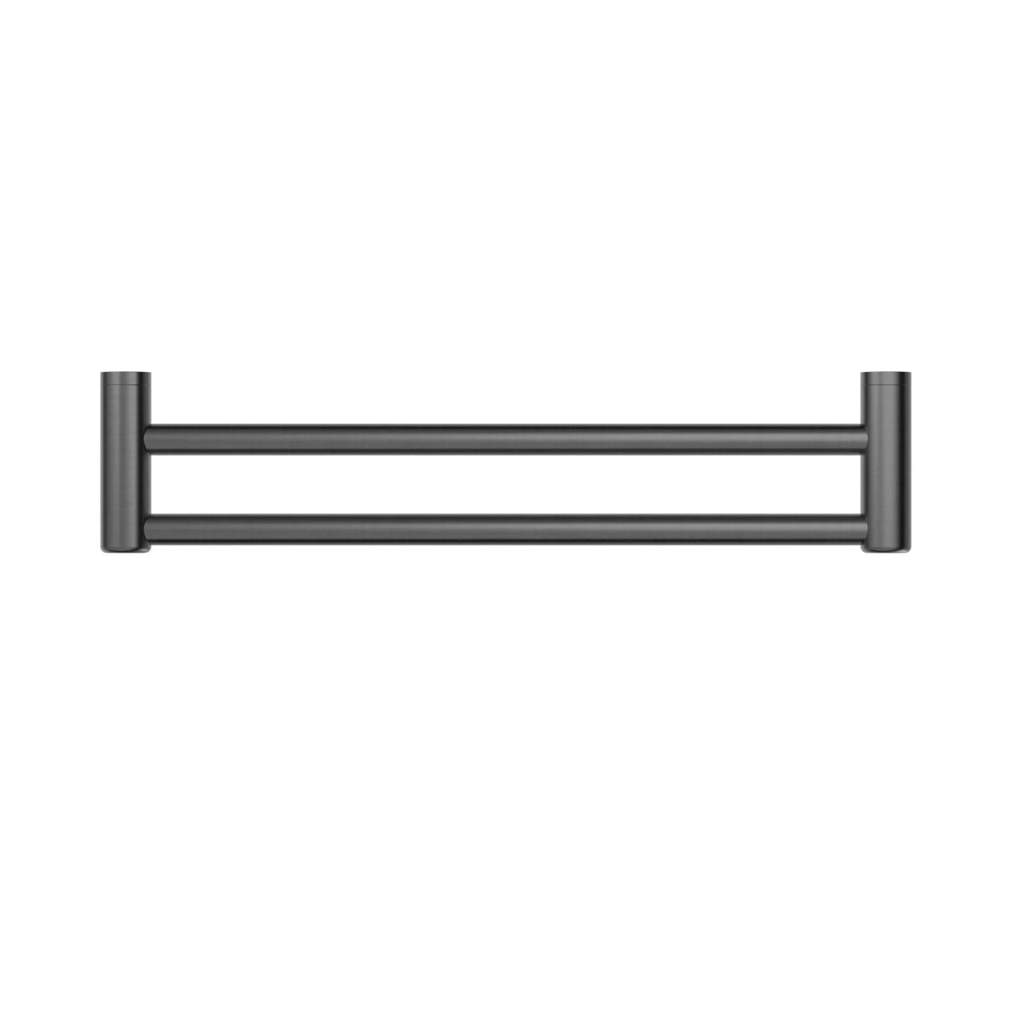 NERO MECCA CARE 25MM DOUBLE TOWEL GRAB RAIL 600MM GUN METAL - Ideal Bathroom CentreNRCR2524DGM