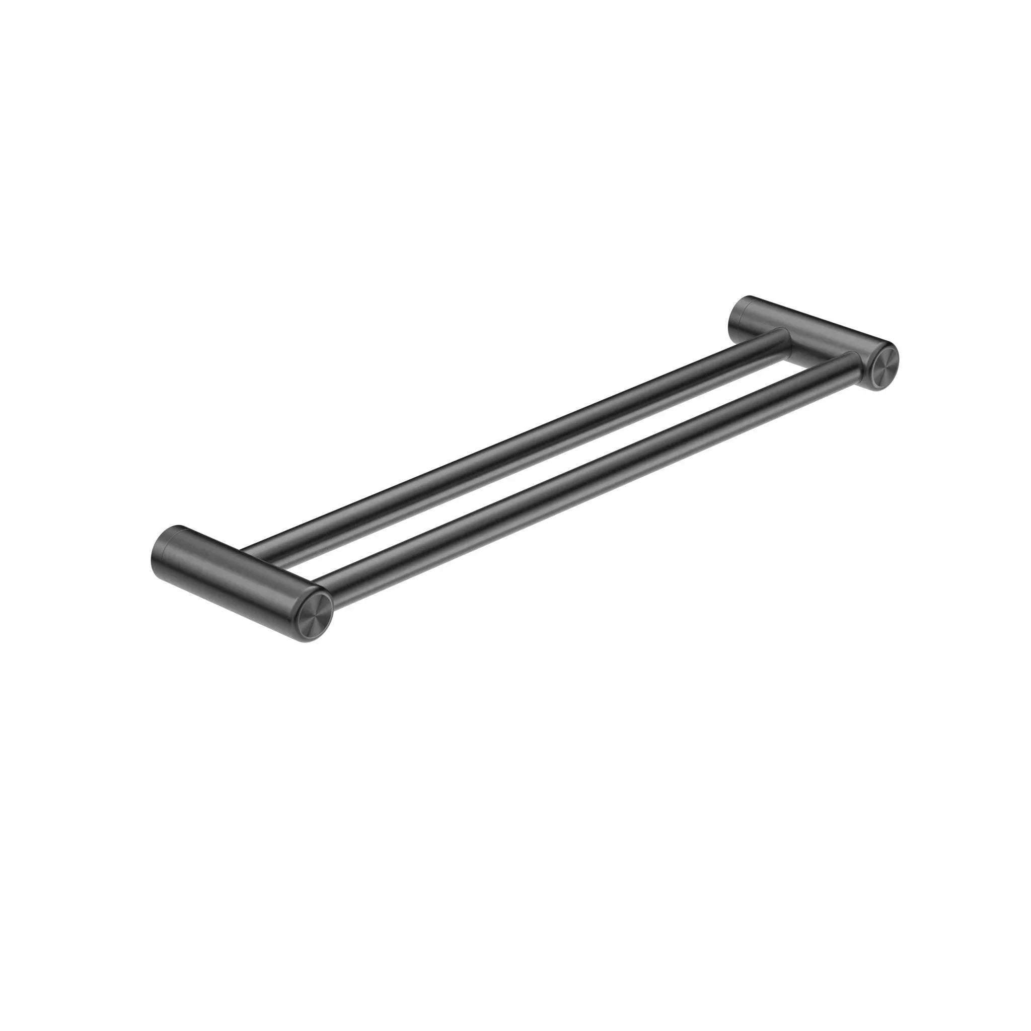 NERO MECCA CARE 25MM DOUBLE TOWEL GRAB RAIL 600MM GUN METAL - Ideal Bathroom CentreNRCR2524DGM