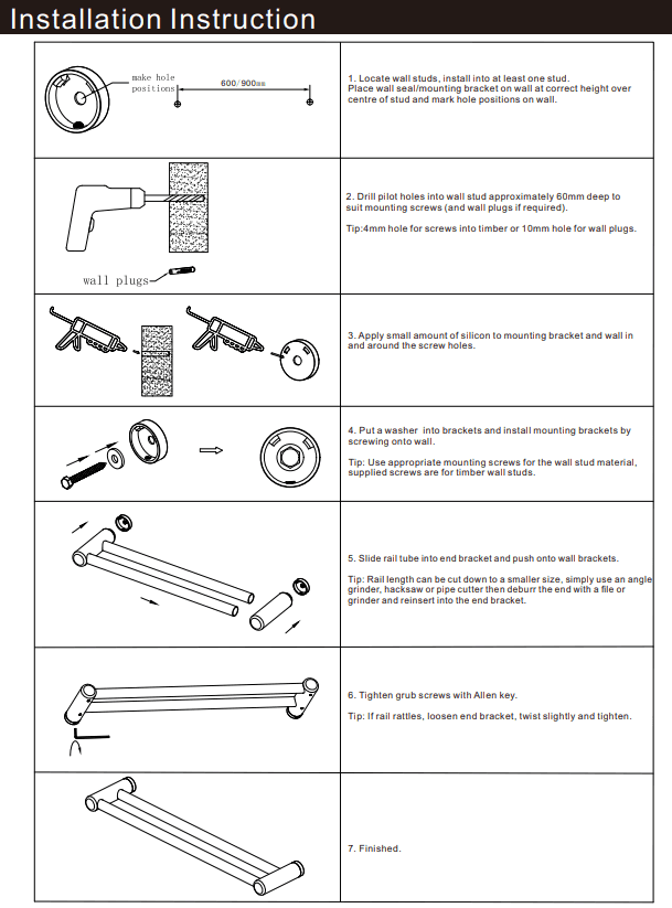 NERO MECCA CARE 25MM DOUBLE TOWEL GRAB RAIL 900MM BRUSHED GOLD - Ideal Bathroom CentreNRCR2530DBG