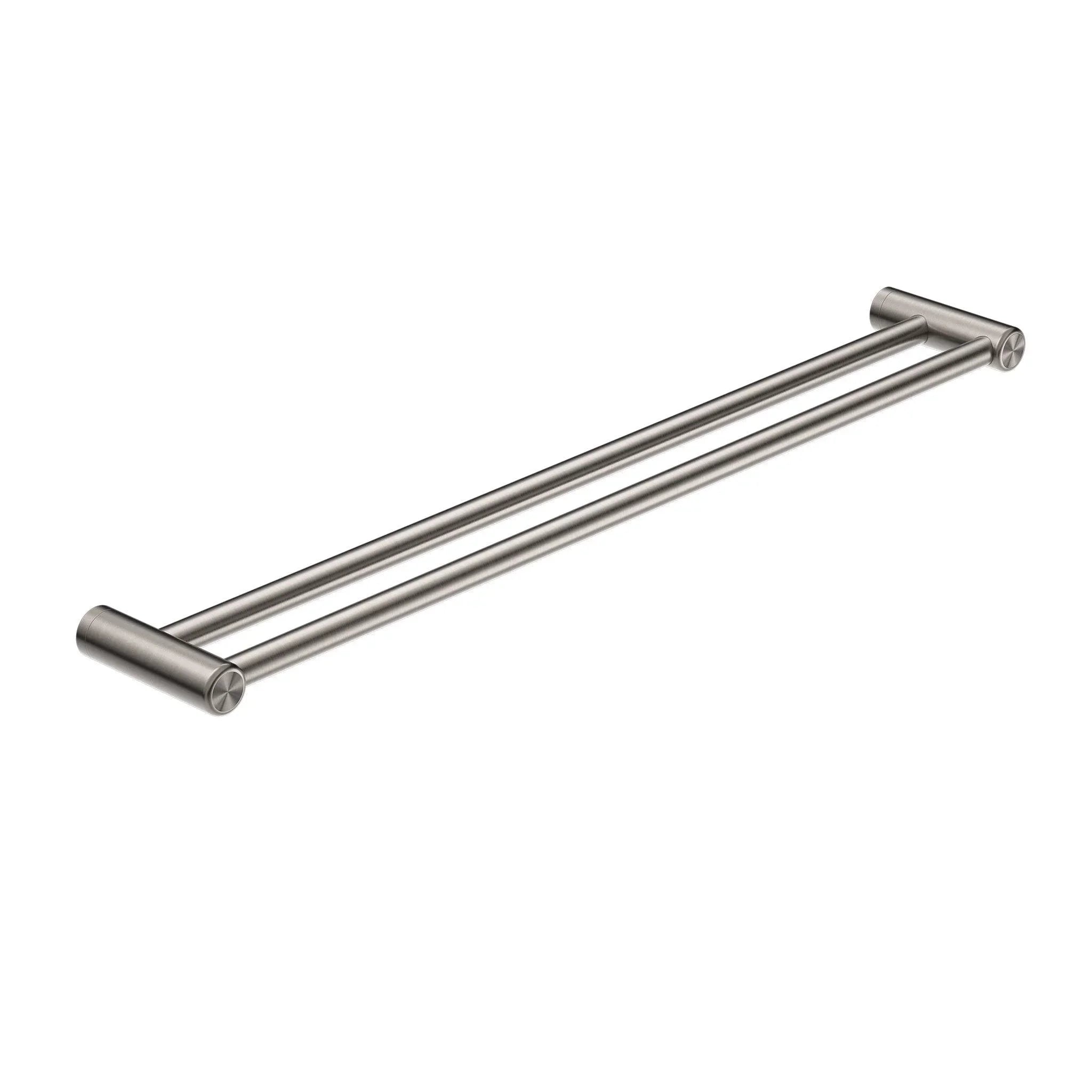 NERO MECCA CARE 25MM DOUBLE TOWEL GRAB RAIL 900MM BRUSHED NICKEL - Ideal Bathroom CentreNRCR2530DBN