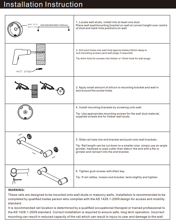 NERO MECCA CARE 25MM GRAB RAIL 600MM BRUSHED GOLD - Ideal Bathroom CentreNRCR2524BG