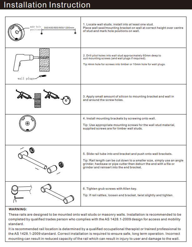 NERO MECCA CARE 25MM GRAB RAIL 900MM BRUSHED NICKEL - Ideal Bathroom CentreNRCR2530BN