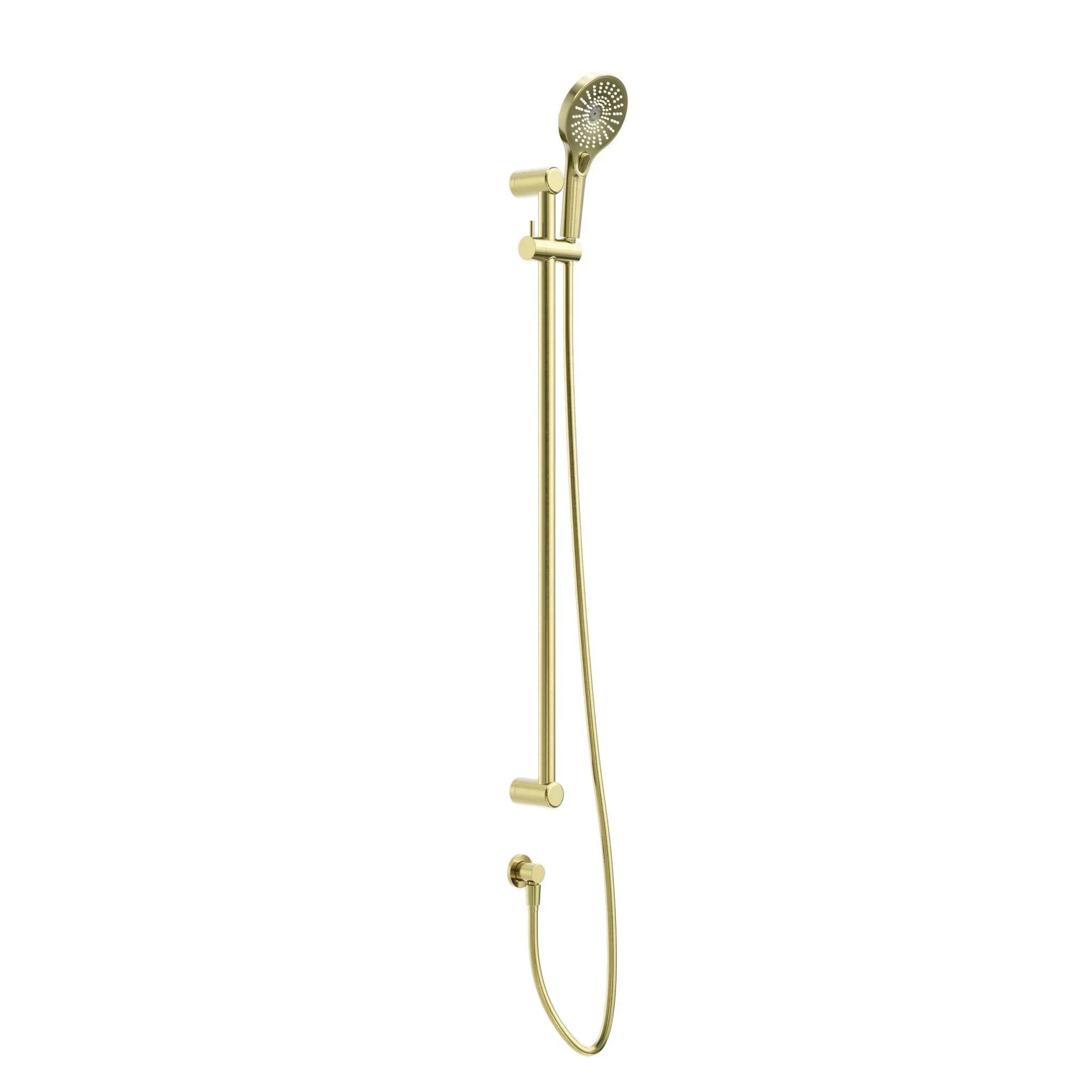 NERO MECCA CARE 25MM GRAB RAIL AND ADJUSTABLE SHOWER RAIL SET 900MM BRUSHED GOLD - Ideal Bathroom CentreNRCS004BG