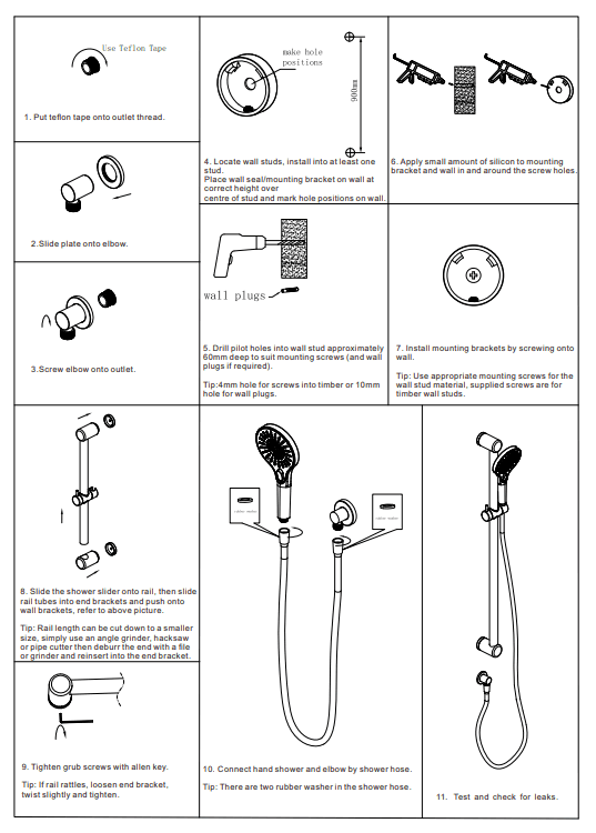 NERO MECCA CARE 25MM GRAB RAIL AND ADJUSTABLE SHOWER RAIL SET 900MM CHROME - Ideal Bathroom CentreNRCS004CH