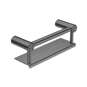 NERO MECCA CARE 25MM GRAB RAIL WITH SHELF 300MM GUN METAL - Ideal Bathroom CentreNRCR2512CGM