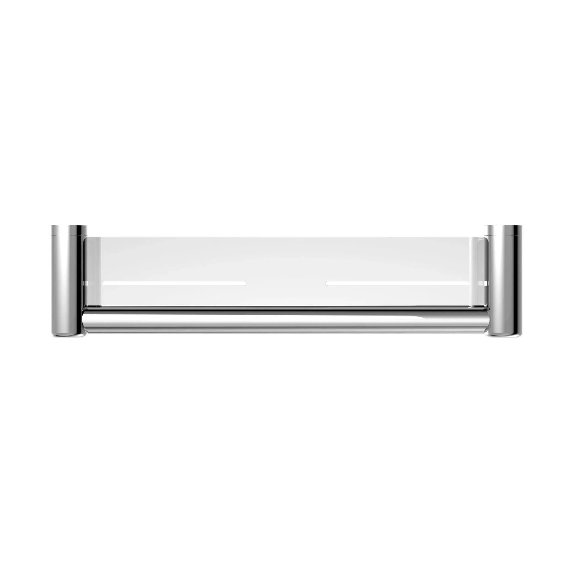 NERO MECCA CARE 25MM GRAB RAIL WITH SHELF 450MM CHROME - Ideal Bathroom CentreNRCR2518CCH