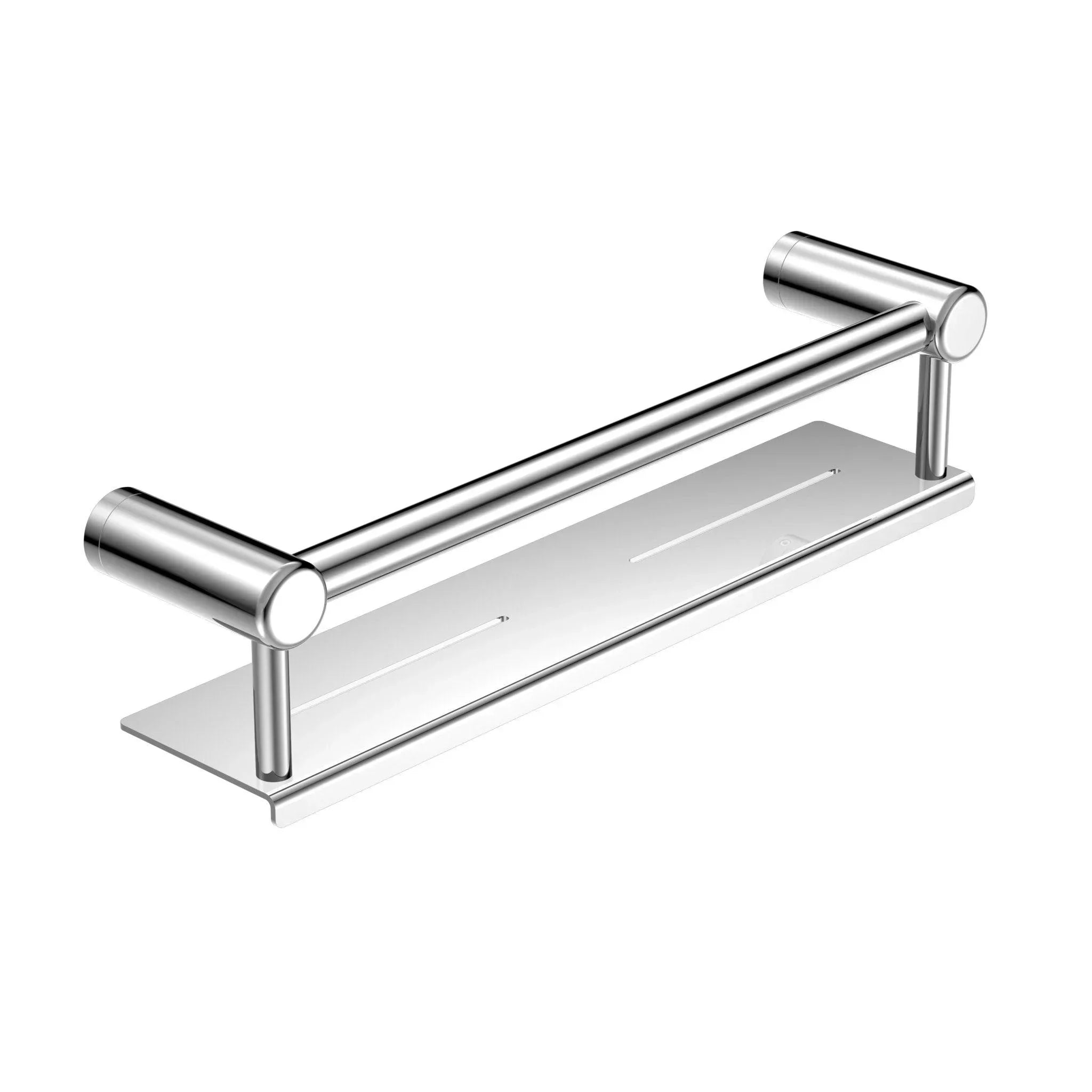 NERO MECCA CARE 25MM GRAB RAIL WITH SHELF 450MM CHROME - Ideal Bathroom CentreNRCR2518CCH