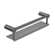 NERO MECCA CARE 25MM GRAB RAIL WITH SHELF 450MM GUN METAL - Ideal Bathroom CentreNRCR2518CGM