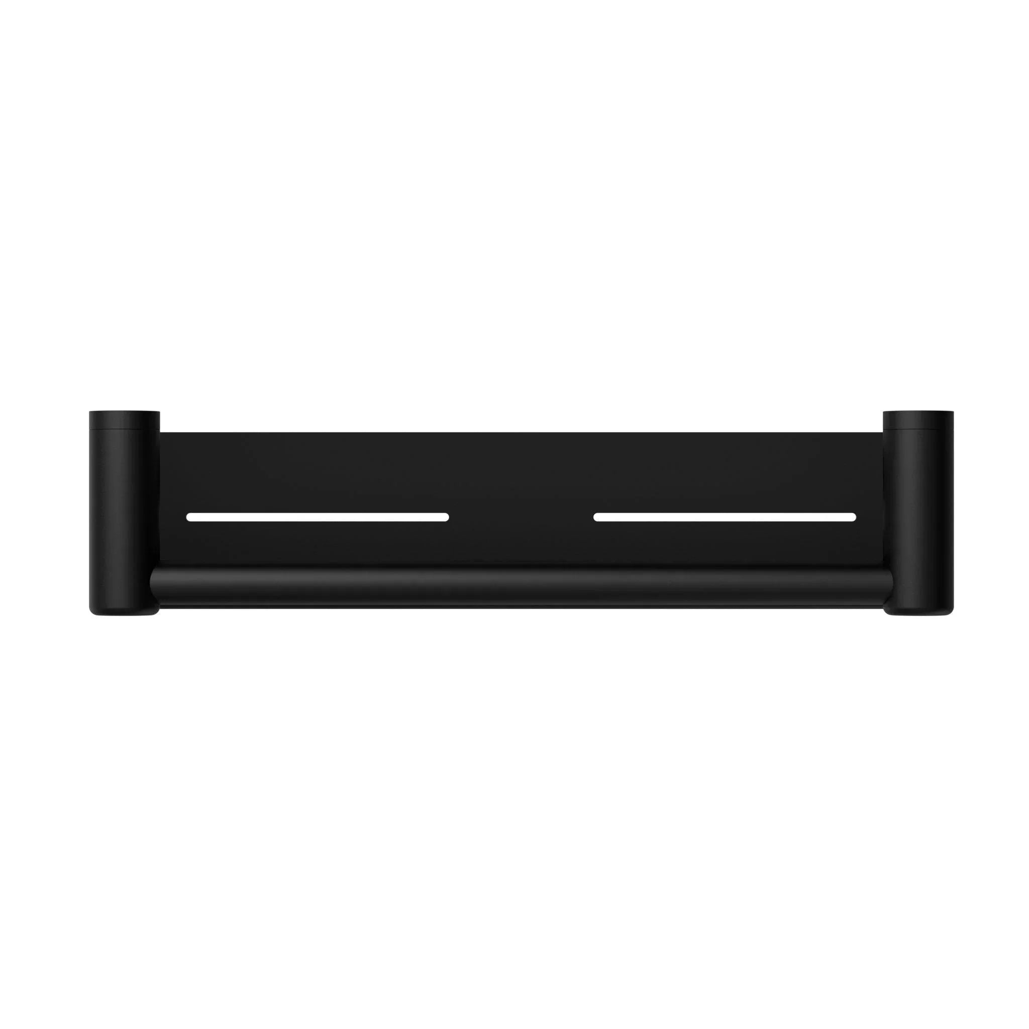 NERO MECCA CARE 25MM GRAB RAIL WITH SHELF 450MM MATTE BLACK - Ideal Bathroom CentreNRCR2518CMB