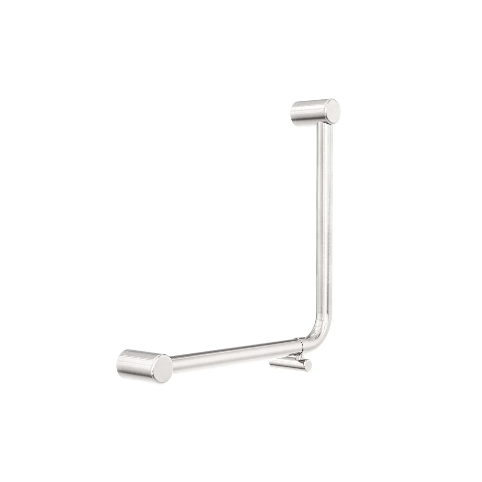 NERO MECCA CARE 32MM AMBULANT 90DEGREE BENT TUBE GRAB RAIL 450X450MM BRUSHED NICKEL - Ideal Bathroom CentreNRCR3290DBN