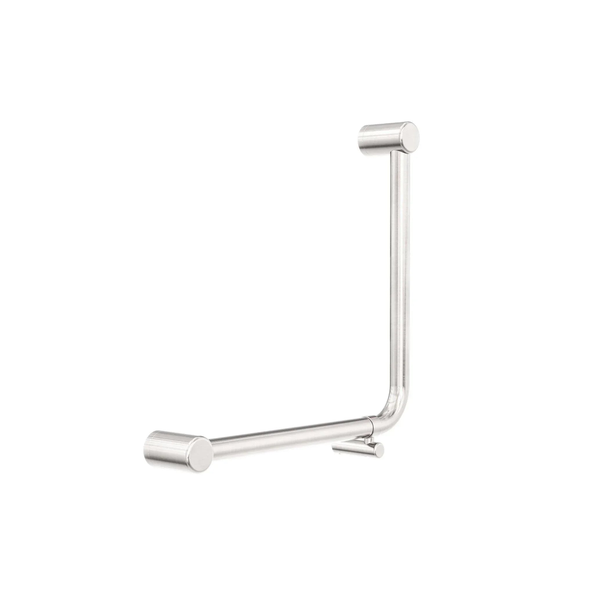 NERO MECCA CARE 32MM AMBULANT 90DEGREE BENT TUBE GRAB RAIL 450X450MM BRUSHED NICKEL - Ideal Bathroom CentreNRCR3290DBN