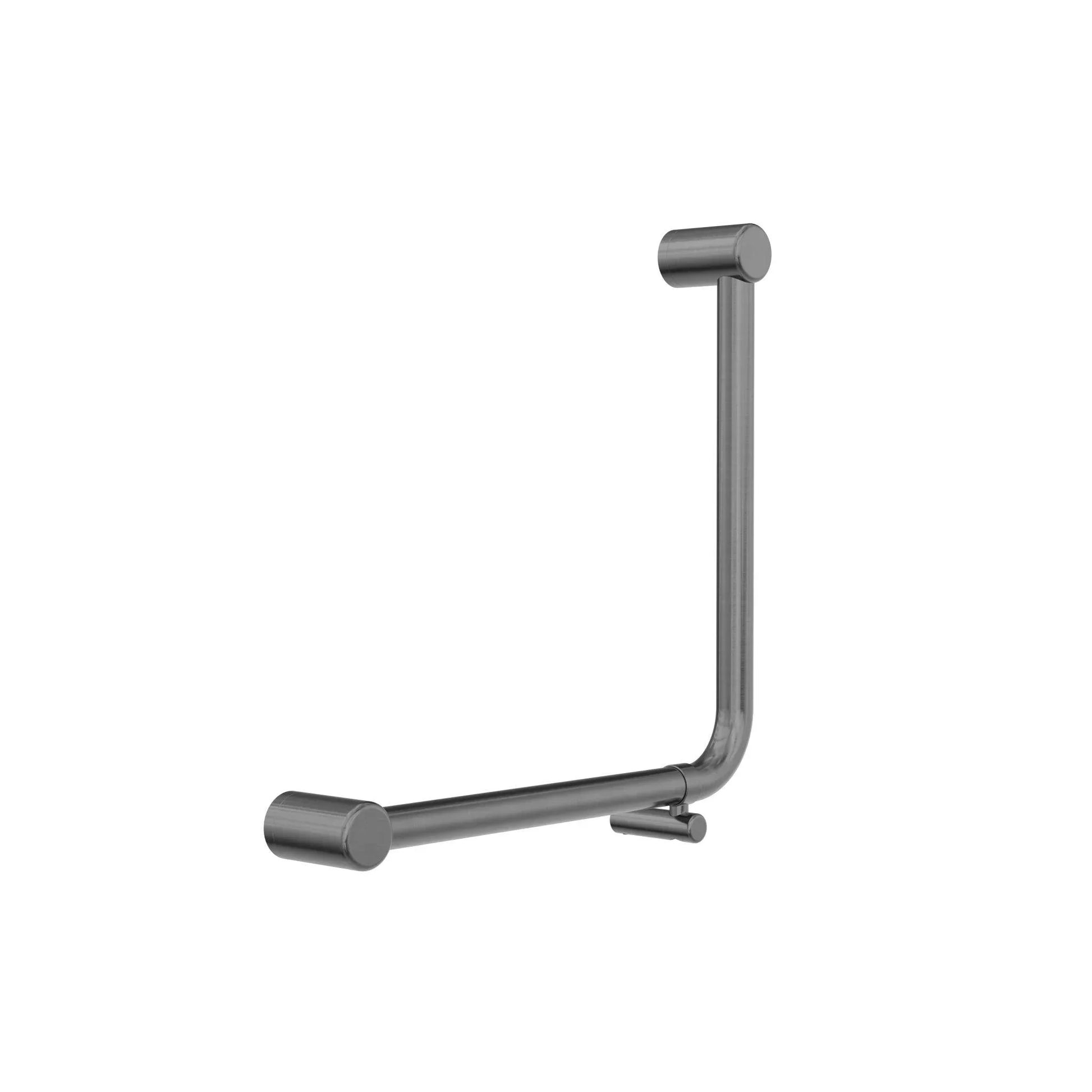 NERO MECCA CARE 32MM AMBULANT 90DEGREE BENT TUBE GRAB RAIL 450X450MM GUN METAL - Ideal Bathroom CentreNRCR3290DGM