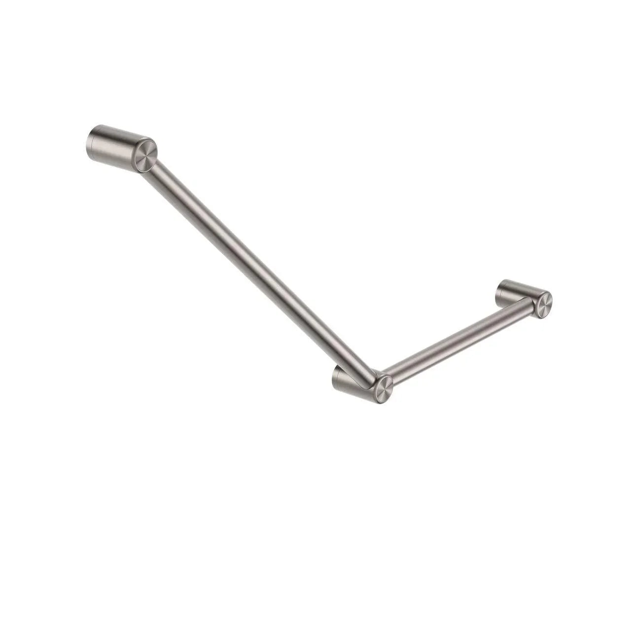 NERO MECCA CARE 32MM AMBULANT TOILET GRAB RAIL 45 DEGREE 750x450MM BRUSHED NICKEL - Ideal Bathroom CentreNRCR3245ABN