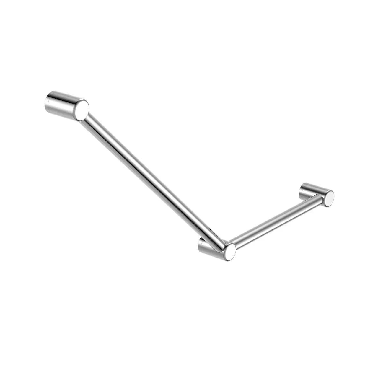 NERO MECCA CARE 32MM AMBULANT TOILET GRAB RAIL 45 DEGREE 750x450MM CHROME - Ideal Bathroom CentreNRCR3245ACH