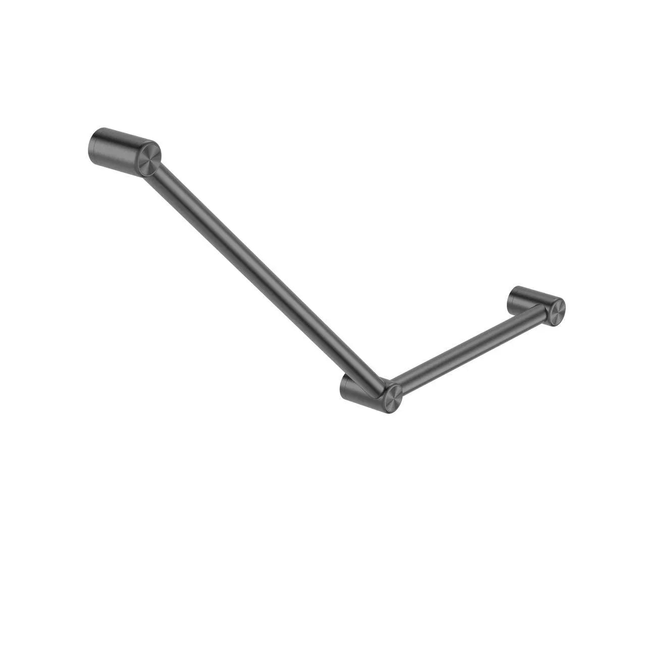 NERO MECCA CARE 32MM AMBULANT TOILET GRAB RAIL 45 DEGREE 750x450MM GUN METAL - Ideal Bathroom CentreNRCR3245AGM