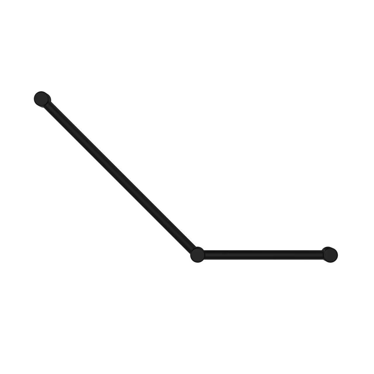 NERO MECCA CARE 32MM AMBULANT TOILET GRAB RAIL 45 DEGREE 750x450MM MATTE BLACK - Ideal Bathroom CentreNRCR3245AMB