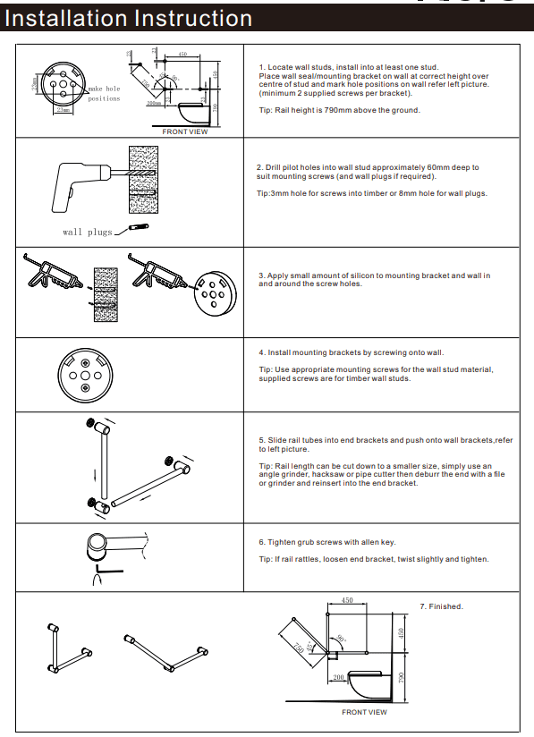 NERO MECCA CARE 32MM AMBULANT TOILET GRAB RAIL 90 DEGREE 450x450MM BRUSHED NICKEL - Ideal Bathroom CentreNRCR3290ABN