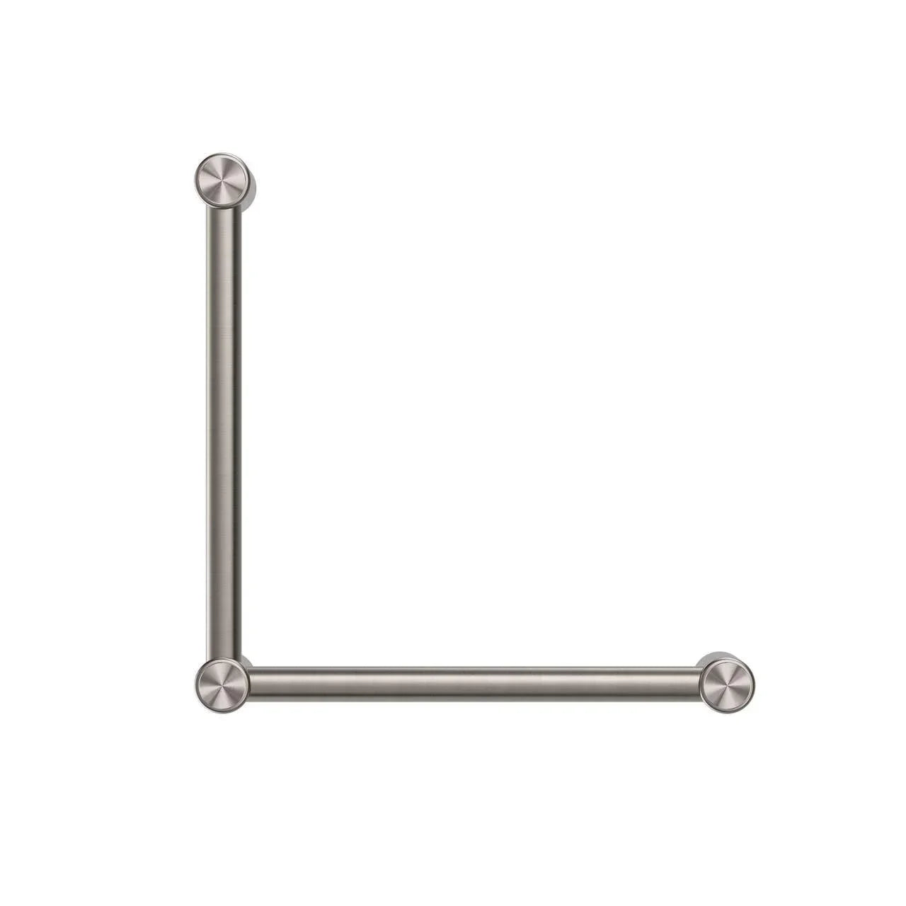 NERO MECCA CARE 32MM AMBULANT TOILET GRAB RAIL 90 DEGREE 450x450MM BRUSHED NICKEL - Ideal Bathroom CentreNRCR3290ABN
