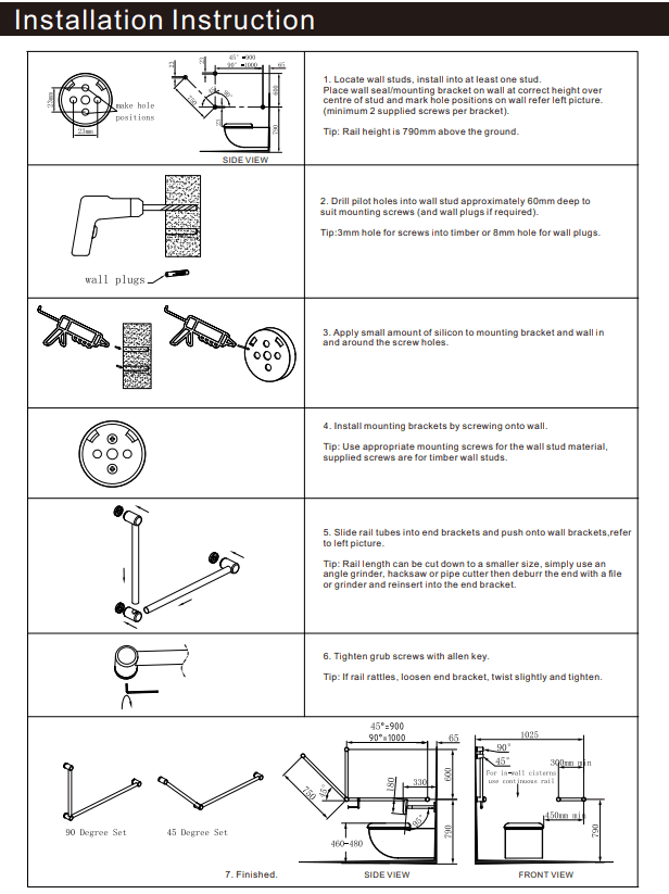 NERO MECCA CARE 32MM DDA GRAB RAIL SET 90 DEGREE 600X1000MM BRUSHED GOLD - Ideal Bathroom CentreNRCR3290BG