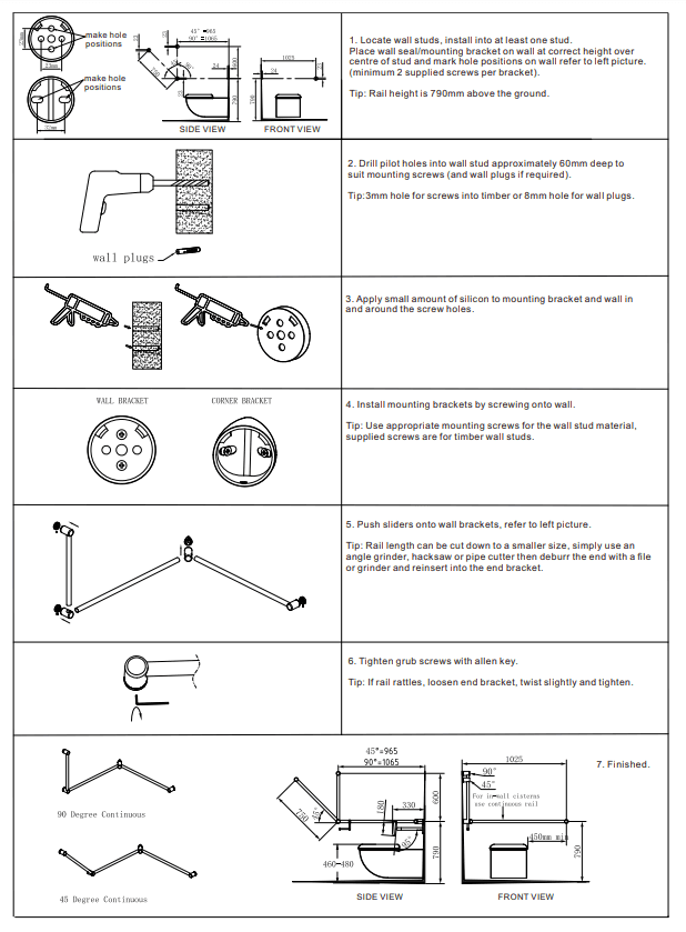 NERO MECCA CARE 32MM DDA TOILET GRAB RAIL SET 45 DEGREE CONTINUOUS 750X965X1025MM CHROME - Ideal Bathroom CentreNRCR3245CCH