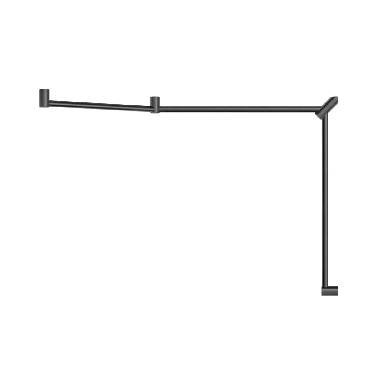 NERO MECCA CARE 32MM DDA TOILET GRAB RAIL SET 45 DEGREE CONTINUOUS 750X965X1025MM GUN METAL - Ideal Bathroom CentreNRCR3245CGM