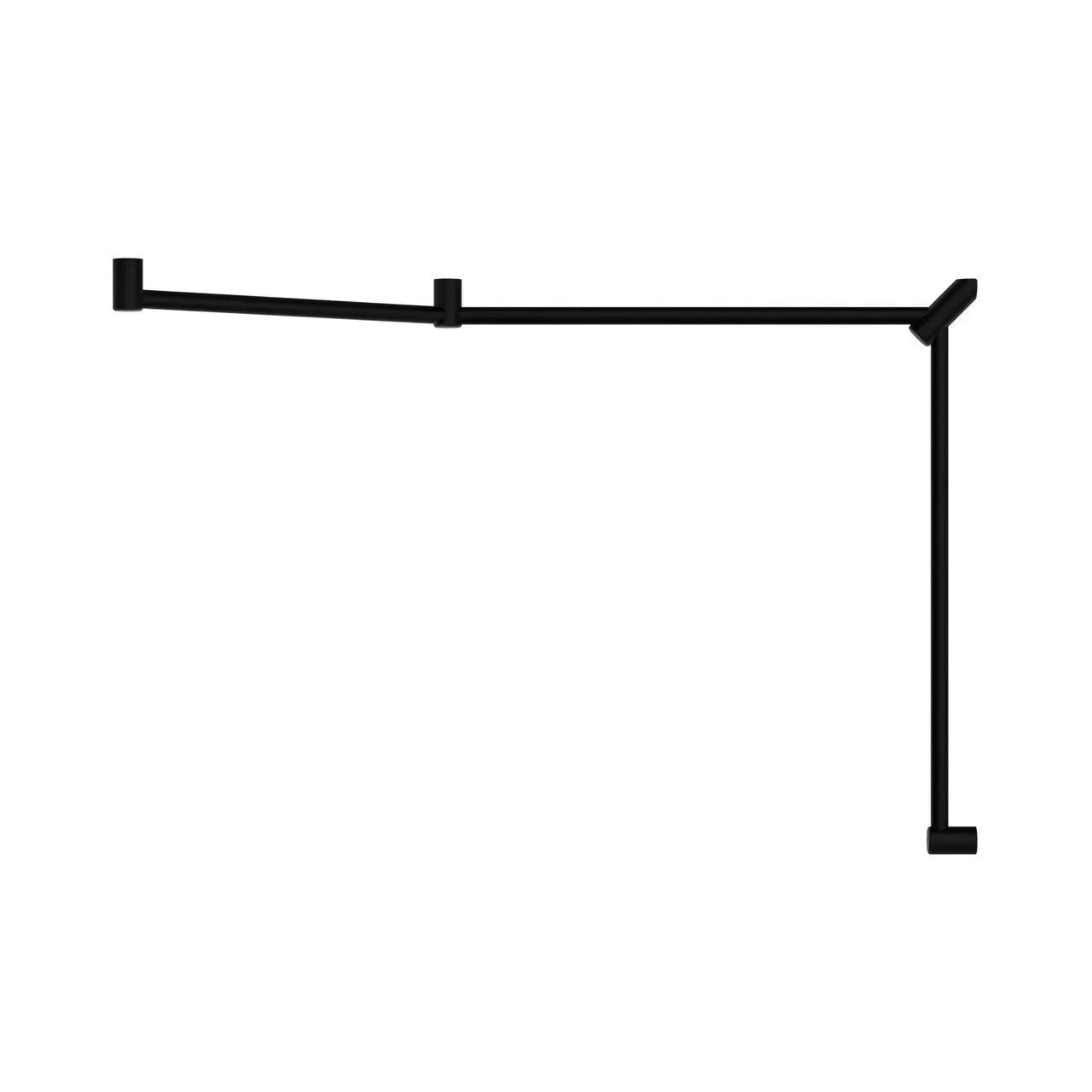 NERO MECCA CARE 32MM DDA TOILET GRAB RAIL SET 45 DEGREE CONTINUOUS 750X965X1025MM MATTE BLACK - Ideal Bathroom CentreNRCR3245CMB