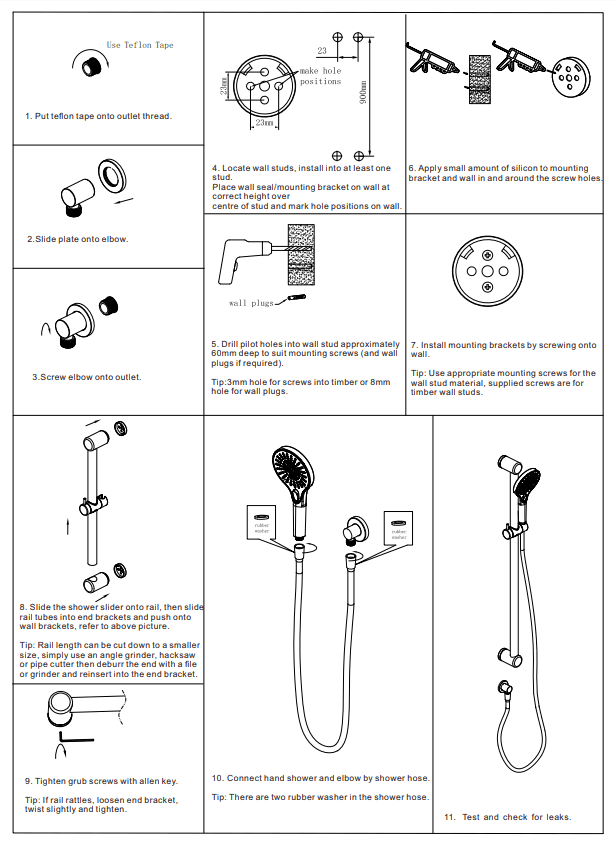 NERO MECCA CARE 32MM GRAB RAIL AND ADJUSTABLE SHOWER RAIL SET 900MM GUN METAL - Ideal Bathroom CentreNRCS005GM